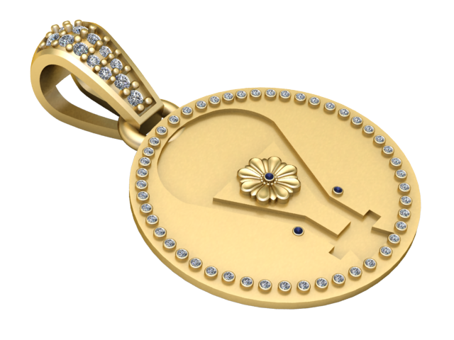 Sacred Floral Medallion Pendant 3D Print Model .c4d .max .obj .3ds .fbx .stl .blend 