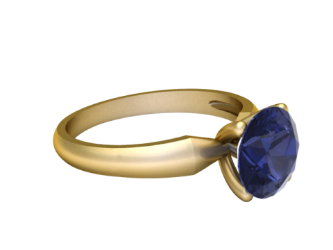 Blue sapphire solitaire ring 3D Print Model