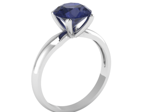 Blue sapphire solitaire ring 3D Print Model