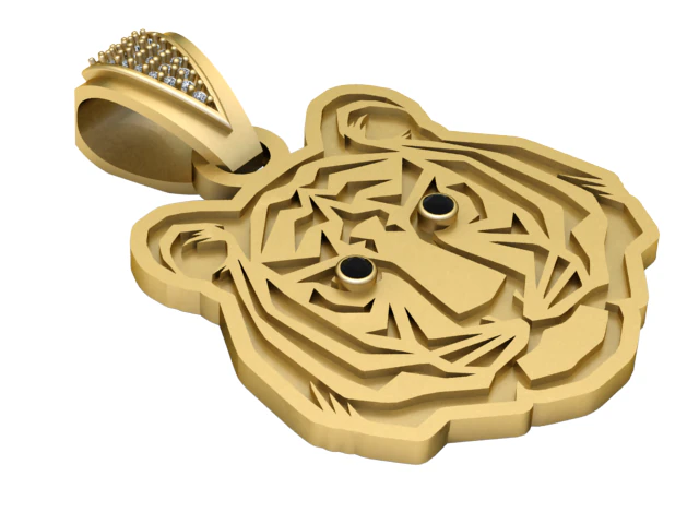 Golden Lion Pendant 3D Print Model .c4d .max .obj .3ds .fbx .stl .blend