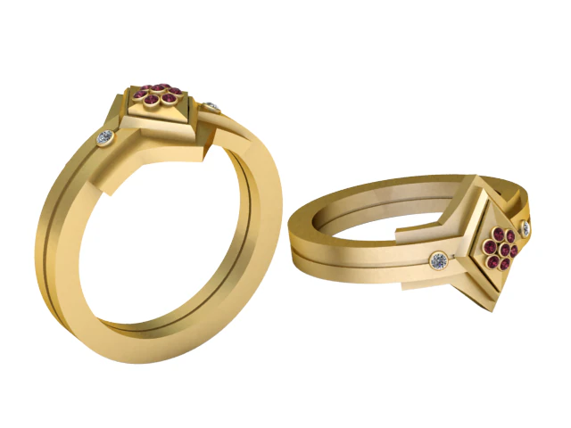 Elegant Ruby Solitaire Ring 3D Print Model .c4d .max .obj .3ds .fbx .stl .blend 