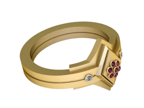 Elegant Ruby Solitaire Ring 3D Print Model