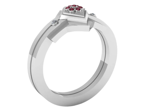 Elegant Ruby Solitaire Ring 3D Print Model