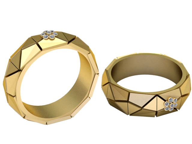 Triangle Faceted Rings 3D Принт Модель .c4d .max .obj .3ds .fbx .stl .blend