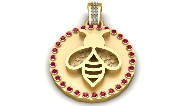 GOLDEN BEE PENDANT 3D Druckmodell .c4d .max .obj .3ds .fbx .stl .blend