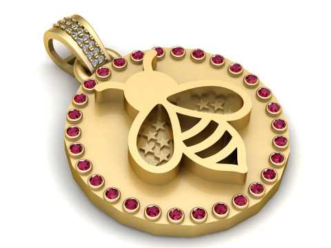 金色蜜蜂吊坠 3D 打印模型