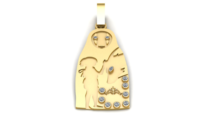 Spirited Away No-Face and Chihiro pendant Model Cetak 3D .c4d .max .obj .3ds .fbx .stl .blend