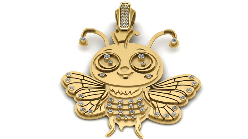 Bee Butterfly Inspired Pendant 3D Print Model .c4d .max .obj .3ds .fbx .stl .blend