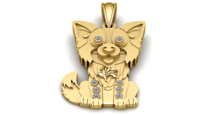 Pomeranian Puppy Dog Face Pendant Model Cetak 3D .c4d .max .obj .3ds .fbx .stl .blend