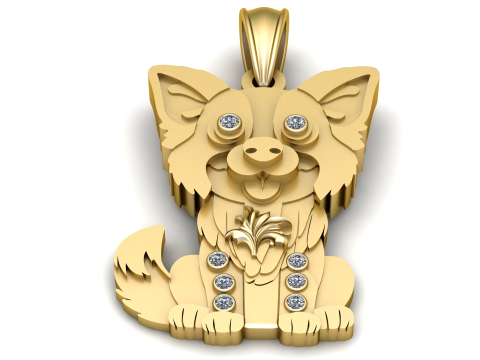 Pomeranian Puppy Dog Face Pendant Model Cetak 3D
