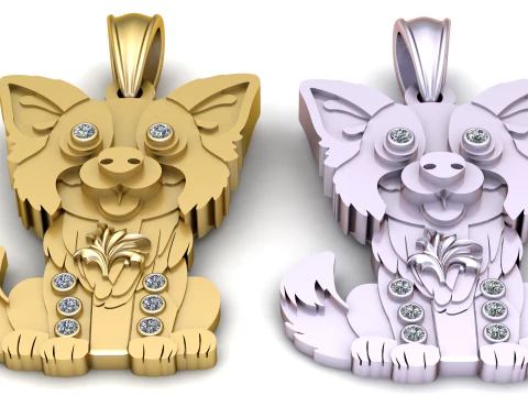 Pomeranian Puppy Dog Face Pendant 3D Print Model