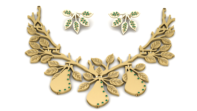 Pear-Shaped Pendant Elegant Pear Motif Necklace 3D 打印模型 .c4d .max .obj .3ds .fbx .stl .blend