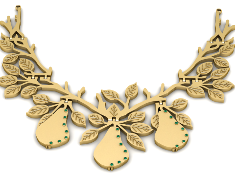 Pear-Shaped Pendant Elegant Pear Motif Necklace Modello di stampa 3D