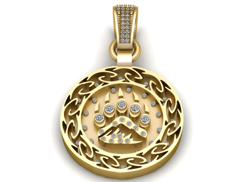Bear Paw Pendant Model Cetak 3D