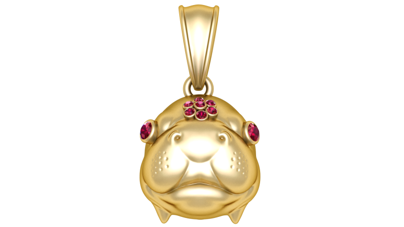 Hippopotamus-inspired gold pendant Model 3D .c4d .max .obj .3ds .fbx .stl .blend