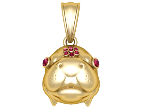 Złota zawieszka inspirowana hipopotamem Model 3D