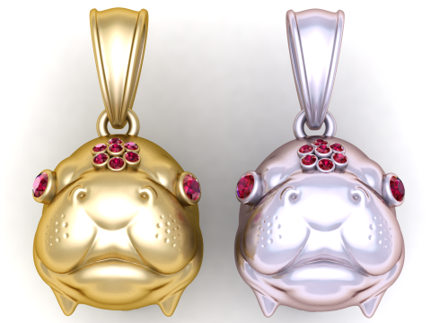 Hippopotamus-inspired gold pendant Model 3D