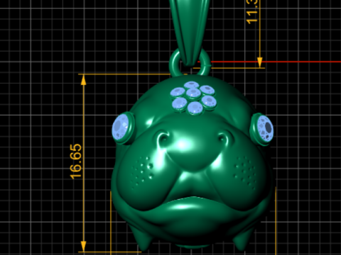 Hippopotamus-inspired gold pendant Model 3D
