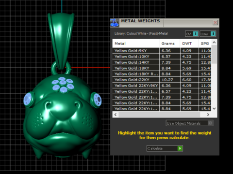 Hippopotamus-inspired gold pendant Model 3D