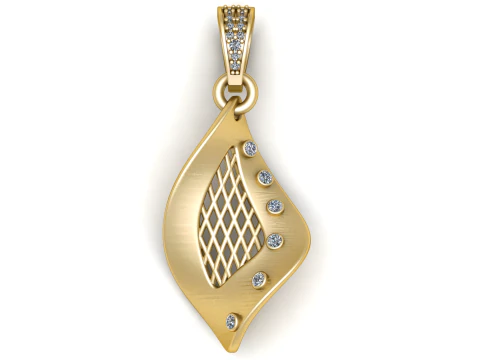 황금 불꽃 펜던트 3D 프린트 모델