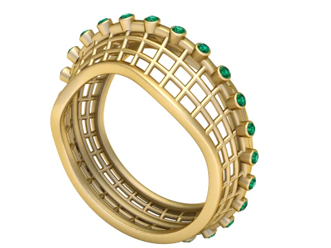 Lattice Cage-Style Ring 3D Print Model