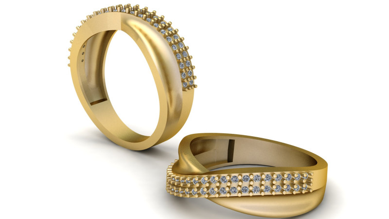 Edge Half Claw Set Diamond Ring Modello di stampa 3D .c4d .max .obj .3ds .fbx .stl .blend 