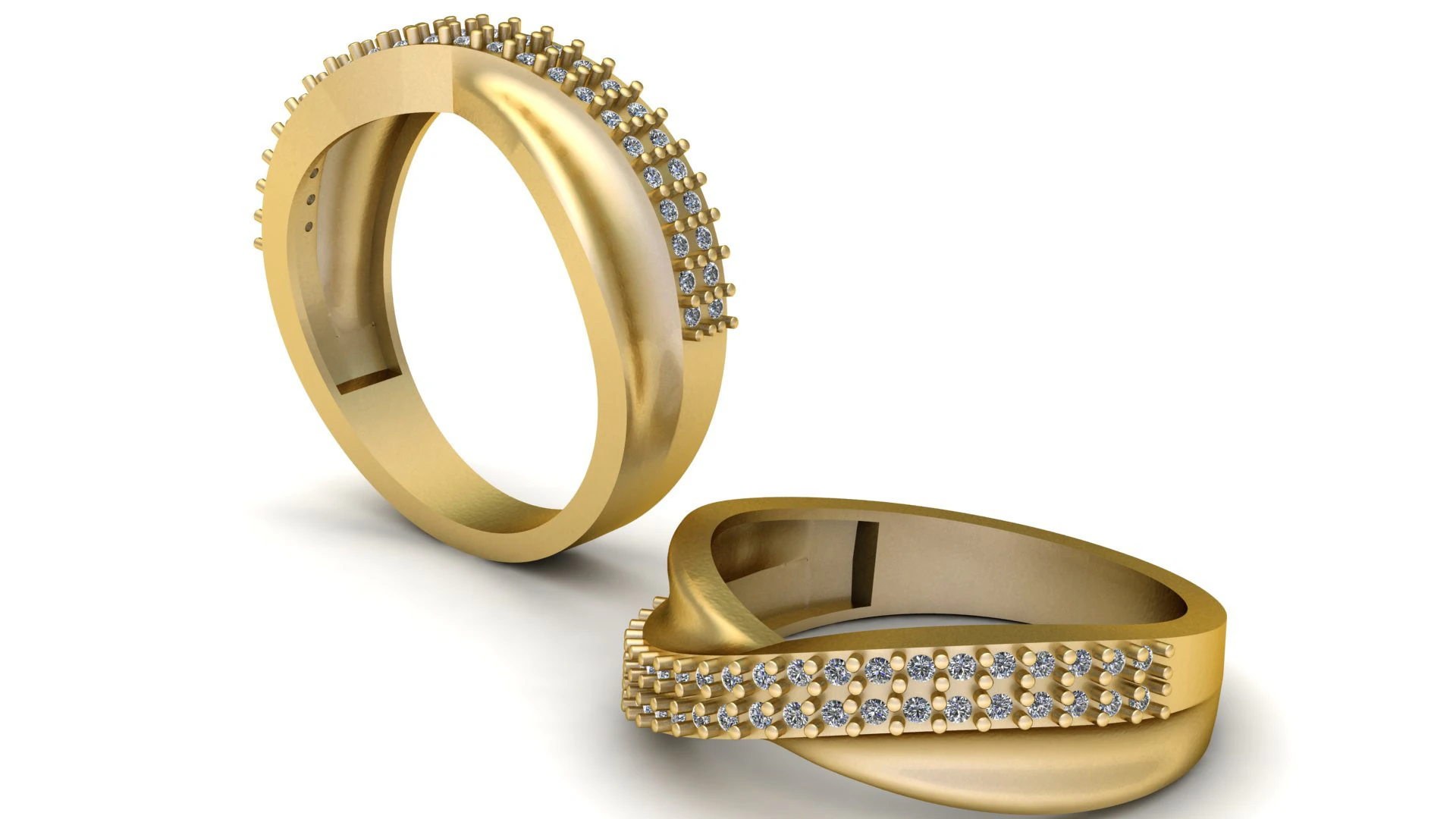 Edge Half Claw Set Diamond Ring 3D Print Model .c4d .max .obj .3ds .fbx .stl .blend 