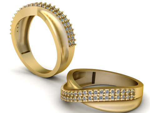 Edge Half Claw Set Diamond Ring Modello di stampa 3D