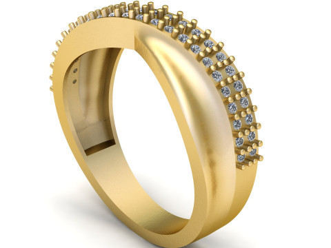 Edge Half Claw Set Diamond Ring Modello di stampa 3D