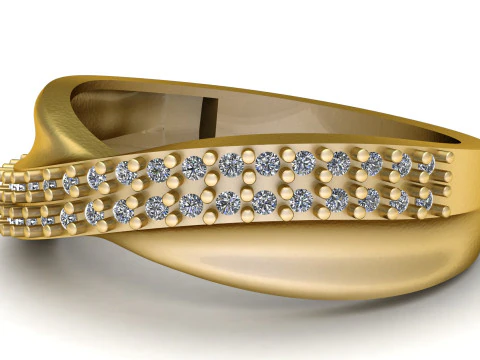 Edge Half Claw Set Diamond Ring 3D Print Model