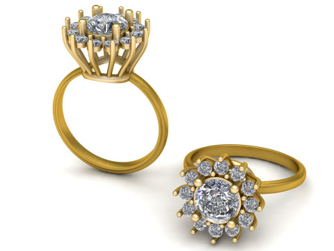 Classic Engagement Ring Model Cetak 3D