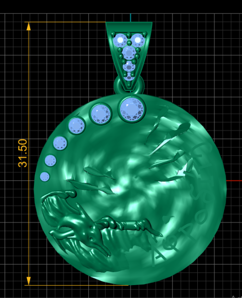 Azlee Small Yellow Gold and Diamond Capricorn Coin Charm Modello di stampa 3D .c4d .max .obj .3ds .fbx .stl .blend