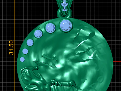 Azlee piccolo ciondolo con moneta Capricorno in oro giallo e diamanti Modello di stampa 3D