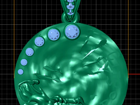 Azlee piccolo ciondolo con moneta Capricorno in oro giallo e diamanti Modello di stampa 3D