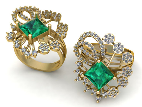 Emerald Ring Model Cetak 3D
