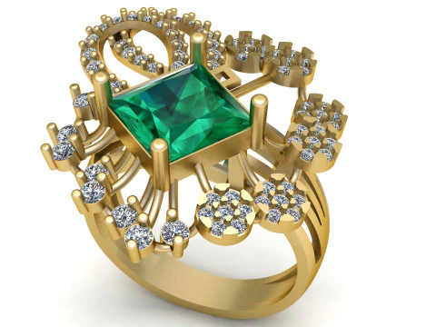 Anello Smeraldo Modello di stampa 3D