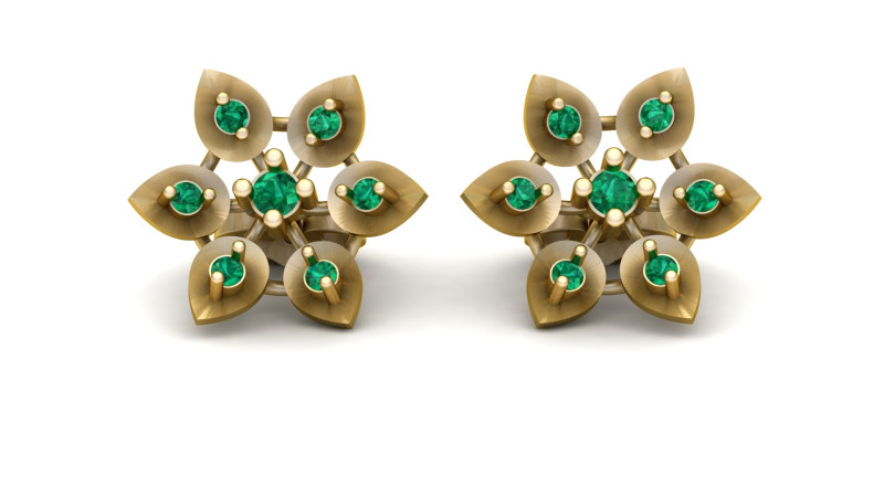 Emerald Stud Earrings 3Dプリントモデル .c4d .max .obj .3ds .fbx .stl .blend