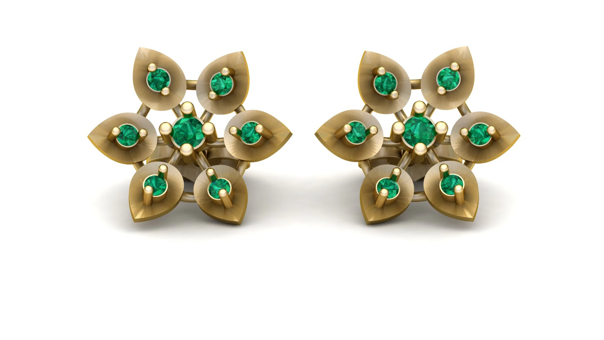 Emerald Stud Earrings 3D Print Model .c4d .max .obj .3ds .fbx .stl .blend 