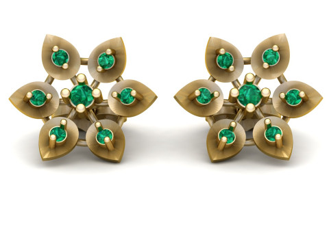 Emerald Stud Earrings 3D प्रिंट मॉडल