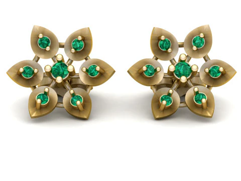 Orecchini a bottone con smeraldo Modello di stampa 3D