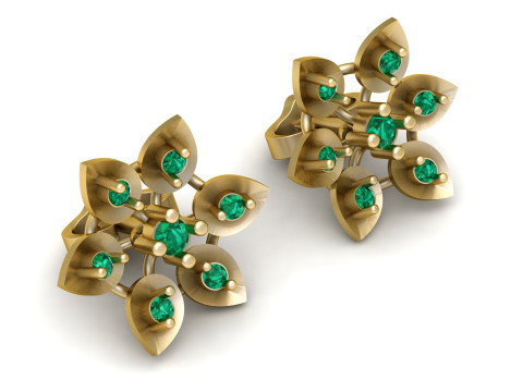 Emerald Stud Earrings 3D प्रिंट मॉडल