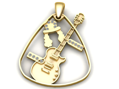 Rock N Roll Guitar Pendant 3D Print Model