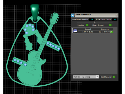 Rock N Roll Guitar Pendant 3D Print Model