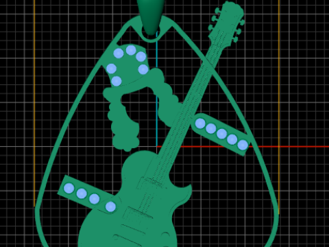 Rock N Roll Guitar Pendant 3D Print Model