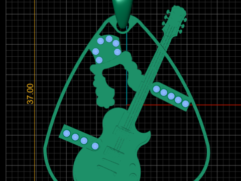 Rock N Roll Guitar Pendant 3D Print Model