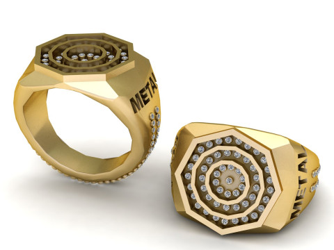 3D Render Gold Ring Modello di stampa 3D