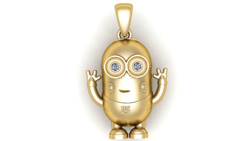 Golden Robot Pendant 3D Принт Модель .c4d .max .obj .3ds .fbx .stl .blend 