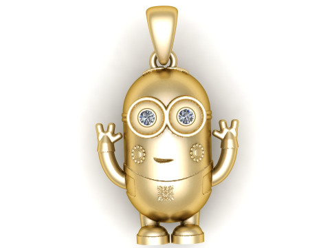 Golden Robot Pendant Model Cetak 3D