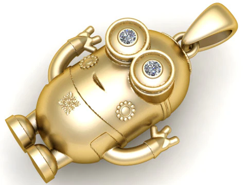 Golden Robot Pendant 3D Print Model