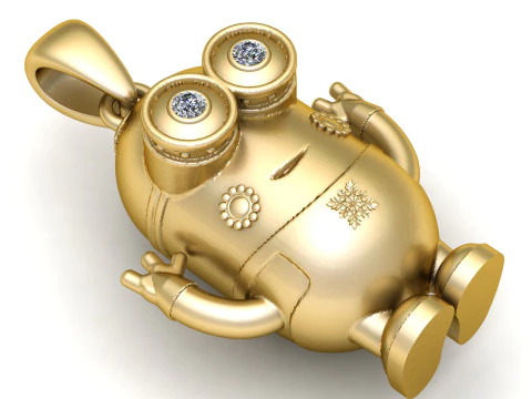 Golden Robot Pendant 3D Print Model